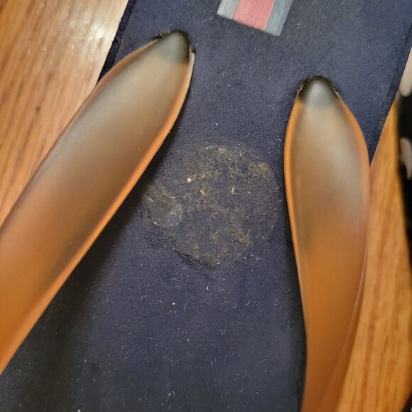 Tommy Hilfiger Platform Flip Flops 7M Navy White Floral Chunky 90s Y2K Sandals - Picture 6 of 11